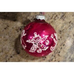 Vintage Christmas Shiny Bright Pink Kids Toys Bulb Ornament Clown Sailboat Bear